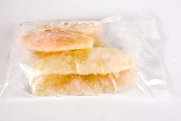 Close up, Fillet of raw fresh fish on white background, selective focus