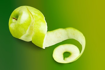 Green Apple Peeled with Twisting Skin