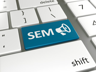 Search Engine Marketing, SEM, keyboard concept, 3D