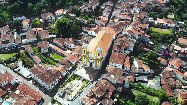 Sao Francisco de Paula, Church, Cathedral (Ouro Preto, Brazil) colonial architecture, baroque style, aerial view