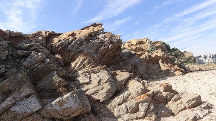 Landscape of rocky beach and nature