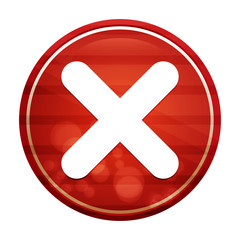 Cross icon realistic diagonal motion red round button illustration