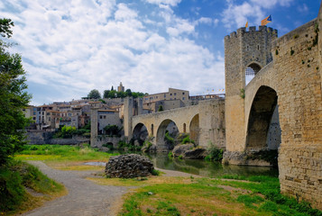 Fototapeta na wymiar Medieval bridge of Besalu. Gerona. Spain