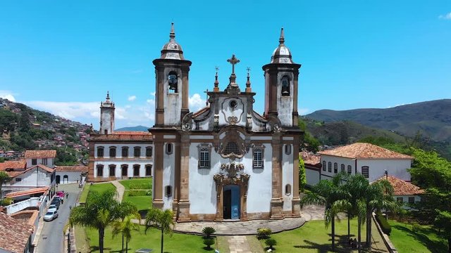 Church, Cathedral (Ouro Preto, Brazil) colonial architecture, baroque style, aerial view