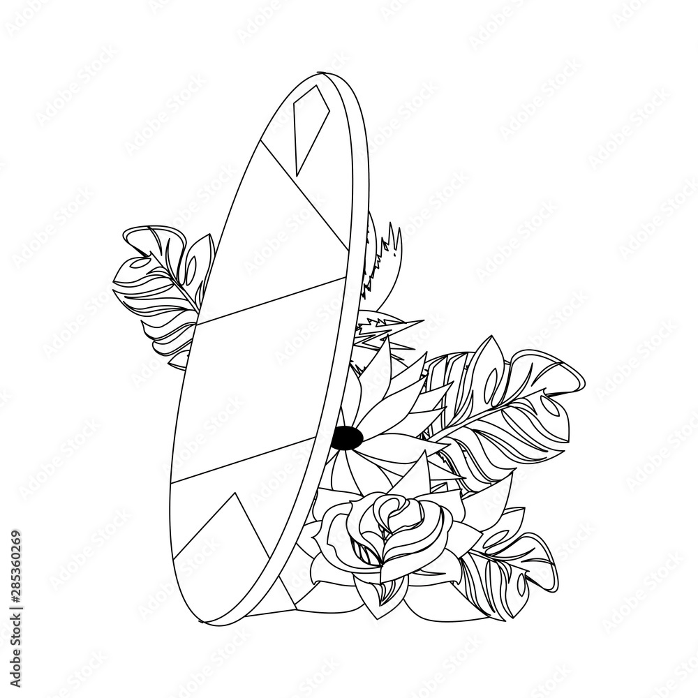 Poster tropical summer relax holiday cartoon in black and white