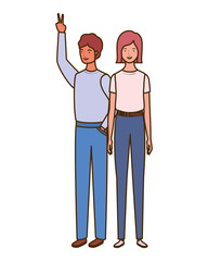 couple of people standing on white background