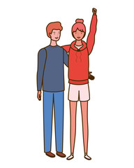couple of people standing on white background