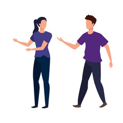 young couple friends avatars characters