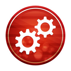 Settings process icon realistic diagonal motion red round button illustration