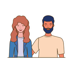 couple of people smiling on white background