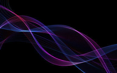 Dark abstract background with a glowing abstract waves