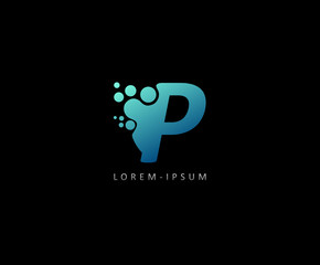 Dotted P Letter Logo. P Letter Design with dot shape ,perfect for technology,software, network, lab and science brand.