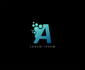 Dotted A Letter Logo. A Letter Design with dot shape ,perfect for technology,software, network, lab and science brand.