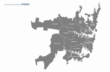 Naklejka premium sydney, australia map. graphic vector map of oceania