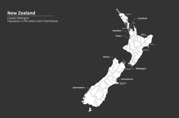 new zealand map. nz map. graphic vector map of oceania