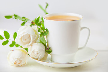 delicious green tea in a beautiful glass bowl on White background