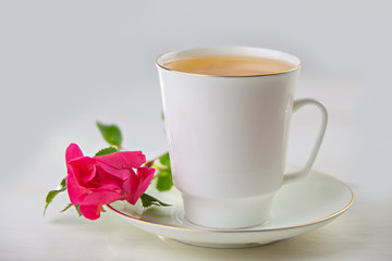 delicious green tea in a beautiful glass bowl on White background