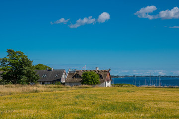 The village on island of Nyord on the Danish countryside