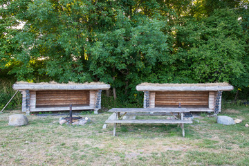 A lean-to shelter in Denmark