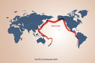 graphic vector map of world countries. earthquake map. 