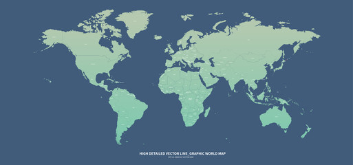 graphic vector map of world countries. detailed world map 