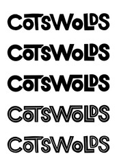 Cotswolds. Vector hand lettering element. Bold thick sans serif Cotswolds name for posters, cards, maps and travel guides.