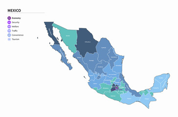 mexico map. central america country. graphic vector map of south america