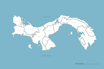 panama map. graphic vector map of south america