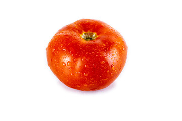 Raw, red, organic tomato isolated on white background. Healthy eating concept.