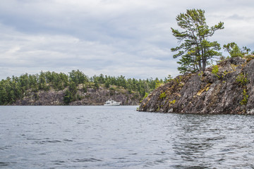 Boat anchored in Collin's Inlet