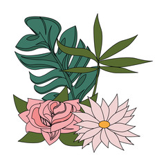 Fototapeta na wymiar tropical floral botanical environment cartoon