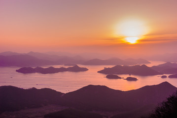 다도해. 남해안. 풍경. 일출. 섬. 리아스식. 해안. 국립공원.