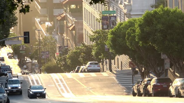 San Francisco California street in Morning Sunlight