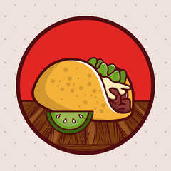 Delicious mexican food gastronomy cartoons