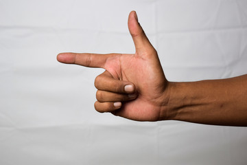 Close up Asian man shows hand gestures it means Nothing isolated on white background