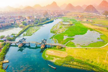 Landscape of Puzhehei. Known as Guilin of Yunnan, located in Puzhehei Scenic Resort, southeast of...