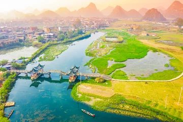 Papier Peint photo autocollant Guilin Landscape of Puzhehei. Known as Guilin of Yunnan, located in Puzhehei Scenic Resort, southeast of Kunming, Yunnan, China.