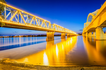 Cityscape of Harbin. Harbin Songhua River Railway Bridge. Located in Harbin, Heilongjiang, China.