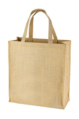 Fototapeta Shopping bag made of sackcloth on a white background. obraz