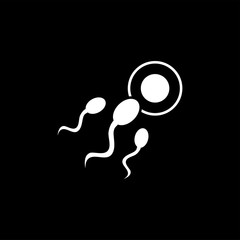 Sperm Icon On Black Background. Black Flat Style Vector Illustration.