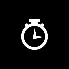 Stopwatch Icon On Black Background. Black Flat Style Vector Illustration