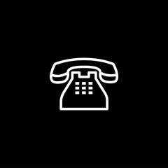 Telephone Line Icon On Black Background. Black Flat Style Vector Illustration