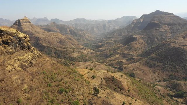 Africa travel and natural landscapes - beautiful aerial view of spectacular Simien mountains in Ethiopia