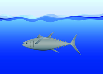 Naklejka premium Tuna under the sea vector