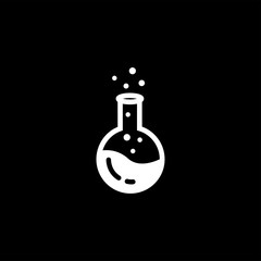Test Tube Line Icon On Black Background. Black Flat Style Vector Illustration