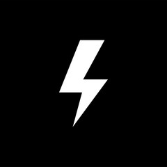 Thunderbolt Icon On Black Background. Black Flat Style Vector Illustration