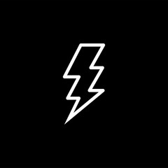 Thunderbolt Line Icon On Black Background. Black Flat Style Vector Illustration