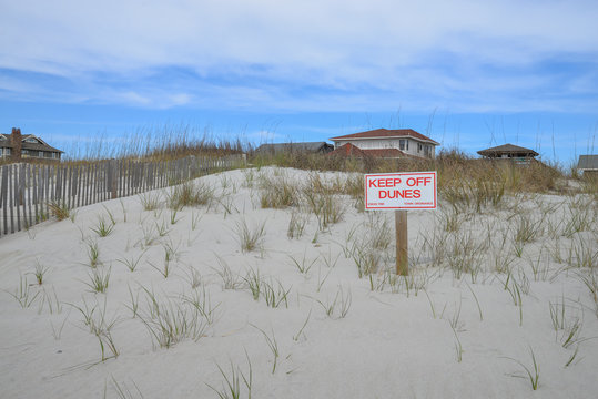 Ocean Beach Sign -Keep Off Sand Dunes - Warning