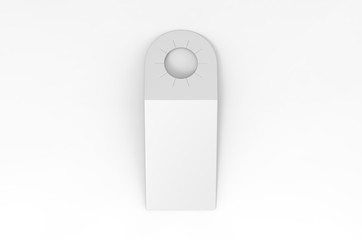 Blank bottle pop out neck hanger promotion label tag for branding, 3d render illustration.