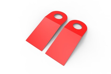 Blank bottle pop out neck hanger promotion label tag for branding, 3d render illustration.